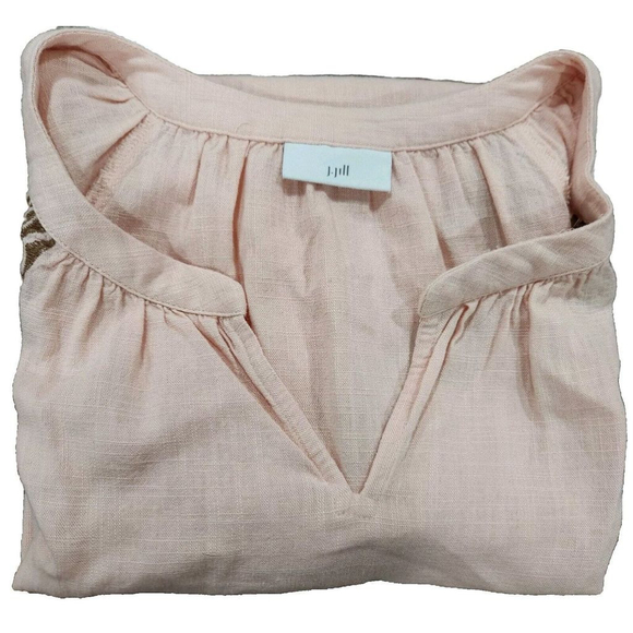 J.Jill Blouse Top Shirt Womans Small Short Sleeves Pullover Peach Embroidered - Picture 2 of 7